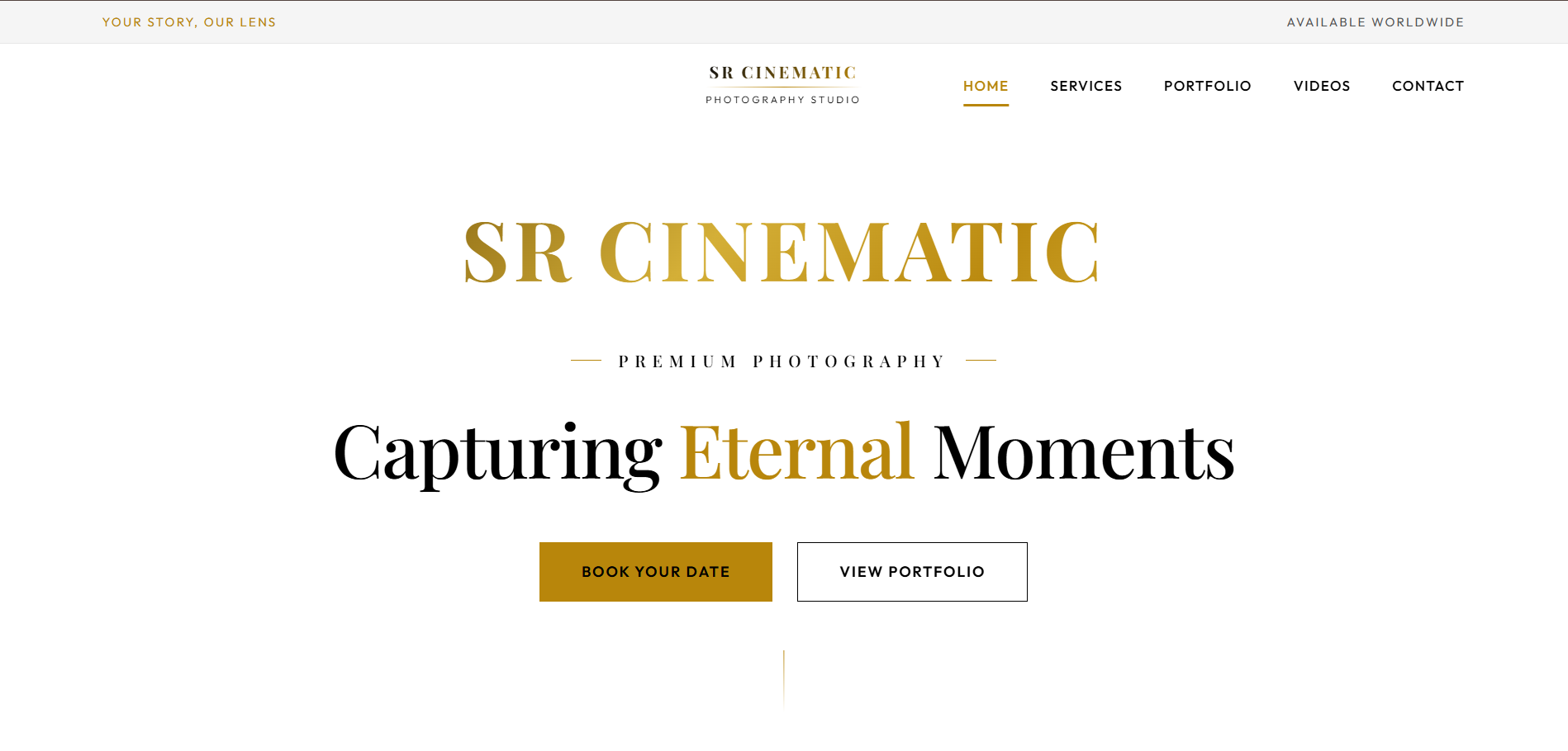 SR Cinematic Studio Photography Portfolio Website